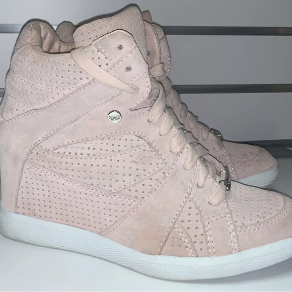 Coach Pink High-Top Sneakers with Wedge Sole - Picture 1 of 8